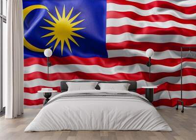 Malaysia flag with pleats with visible satin texture Wall mural