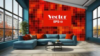 red abstract square mosaic tile background Wall mural