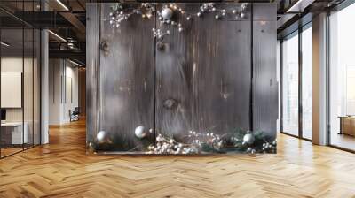 christmas decoration on wooden background Wall mural