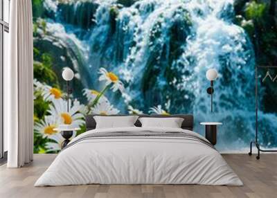 waterfall in the mountains Wall mural