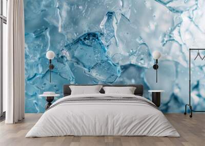 Frost pattern. Frozen water molecules. Snowflake Wall mural