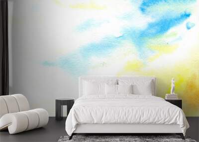 blue yellow watercolor background in ukraine colors Wall mural