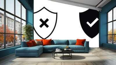 Set of security shield icons, security shields logotypes with check mark Wall mural