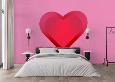 a lot of hearts for Valentine's Day on the pink background. Hearts background. Pink and red colors. Love. Happy. Holiday. Lovely day. Couple's day.  Marry me Wall mural