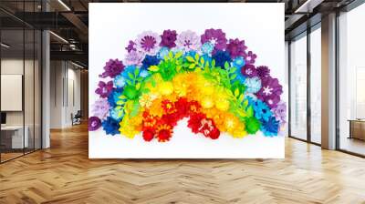 Paper craft flower rainbow color. Tolerance of people. Wall mural