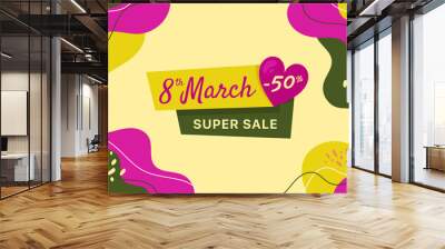 8 March web sale banner. International women day banner.  Wall mural