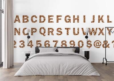 Giraffe font Lettering. Cartoon Alphabet set Wall mural