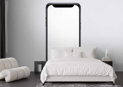 New version of black slim smartphone with blank white screen. Realistic vector illustration. Wall mural