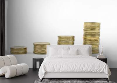 coins on an isolated background. Saving money, accumulating for the realization of a dream. Wall mural