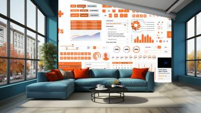 A set of modern web interface elements designed for the development and design of websites and mobile applications. Includes buttons, icons, navigation elements, slyder, forms. Wall mural