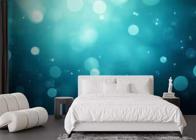 Abstract Blue Bokeh Background with Defocused Light and Floating Particles
 Wall mural