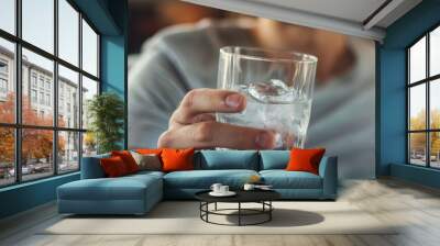 Man Holding Glass with Ice Wall mural