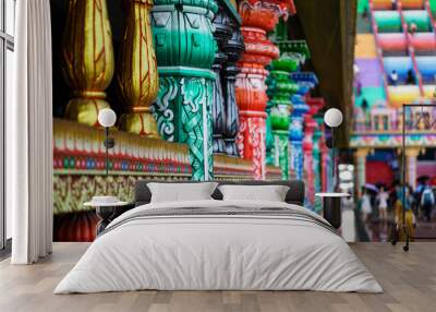 Colorful pillars in Batu,caves Malaysia,colorful steps at the entrance to the cave. Wall mural