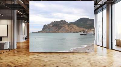 beach and mountain in the background Wall mural