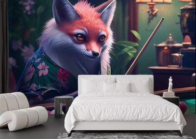 A fantastic animal in a fairy tale world. AI generated art illustration. Wall mural