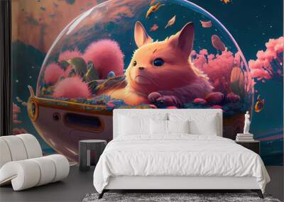 A fantastic animal in a fairy tale world. AI generated art illustration. Wall mural