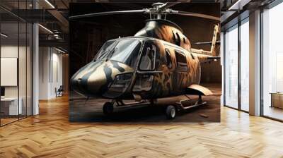 Helicopter in the sky. AI generated art illustration. Wall mural