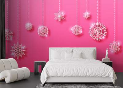 Abstract Background Winter With Snowflakes Shadows Vector Design Style Template Wall mural