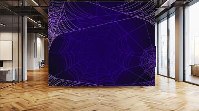 Spider Web On Dark Background Halloween Design Elements Spooky Scary Horror Decor Vector Wall mural