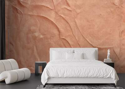 abstract background, wrinkled salmon color textured paper Wall mural