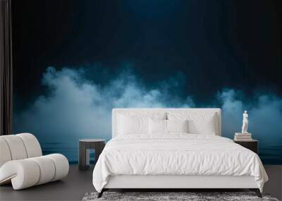 blue fog on a black background Wall mural