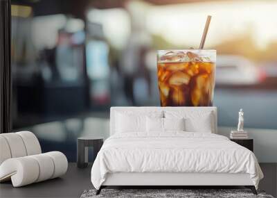 a glass of iced coffee Wall mural