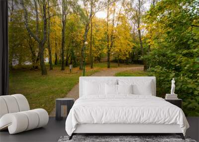 Forest footpath in autumn Wall mural