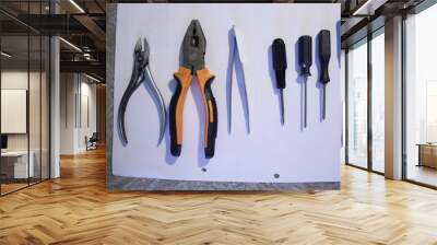 set of tools on white background Wall mural