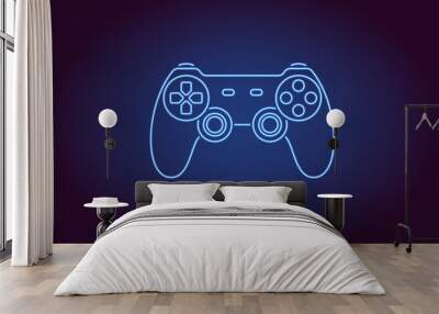 Neon icon of Blue Joystick Wall mural