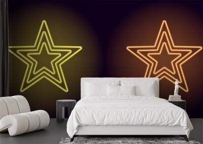 Neon yellow and orange star Wall mural