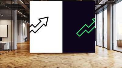 Outline arrow growth icon, with editable stroke. Upward chart sign, rise arrow pictogram Wall mural