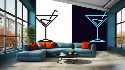 Outline cocktail drink icon. Linear martini sign with editable stroke, cocktail party Wall mural