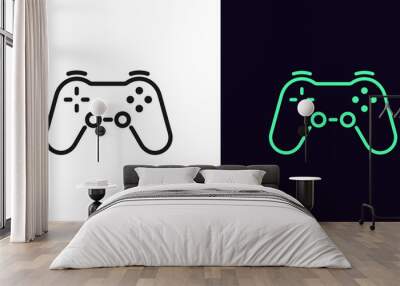 Outline game controller icon. Linear joystick sign, wireless gamepad for game console with editable stroke Wall mural