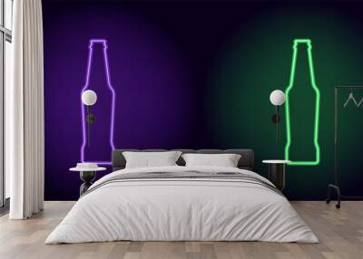 Purple and green neon beer bottle Wall mural