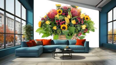 bouquet of flowers isolated on white Wall mural