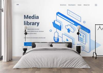 Website banner for service of media library Wall mural