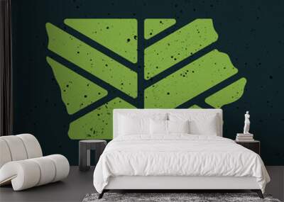 Iowa map plant leaf logo. Creative eco and nature organic logo design template. Wall mural