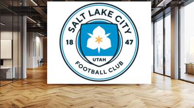 Salt lake City, Utah football logo, USA. Elegant soccer logo. Elegant Modern Soccer Football Badge logo designs, Soccer Emblem logo template vector illustration Wall mural