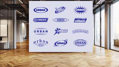 set streetwear urban logo ideas for a clothing brand. design vector typography for t-shirt streetwea Wall mural