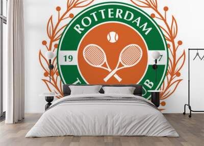 Vintage tennis logo, badge, emblem and much more. Rotterdam tennis club vintage tee print, athletic apparel design shirt graphic print. Wall mural