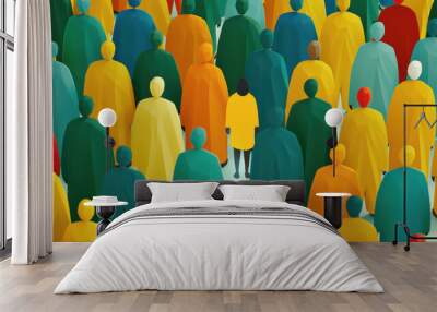 A group of people are standing in a crowd Wall mural