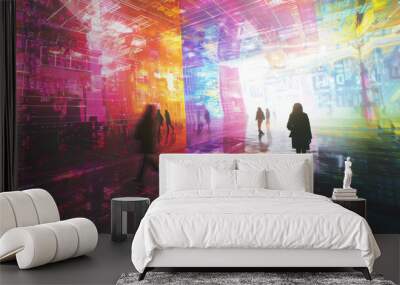 data-driven future, modern art, in colors of hope Wall mural