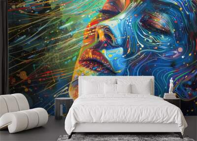 data-driven future, modern art, in colors of hope Wall mural