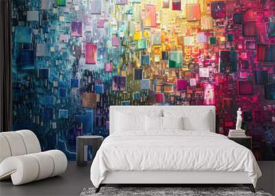 data-driven future, modern art, in colors of hope Wall mural