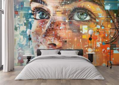 data-driven future, modern art, in colors of hope Wall mural