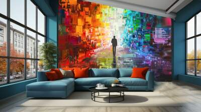 data-driven future, modern art, in colors of hope Wall mural