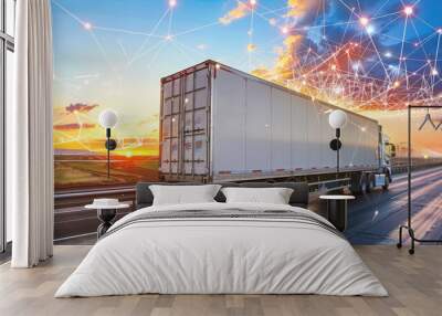 truck on road logistic concept Wall mural