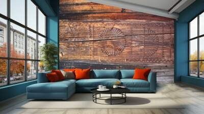 old wooden boards with cracks Wall mural