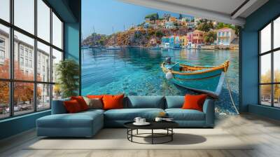 Italian summer hollydays, Mediterranean Sea, AI generated Wall mural