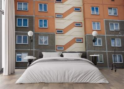 Facade of apartment building showing modern architecture Wall mural